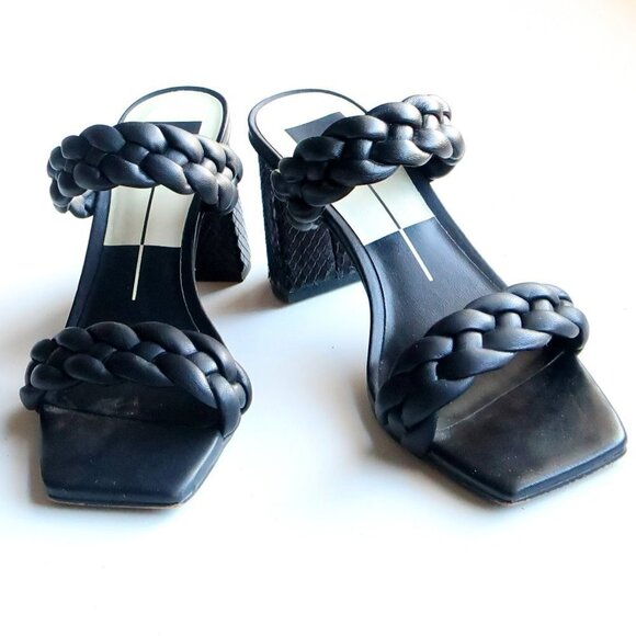 Dolce Vita Paily Heels Stella Black Block Heel Square Toe Mule Sandals Size 7 - Picture 7 of 16